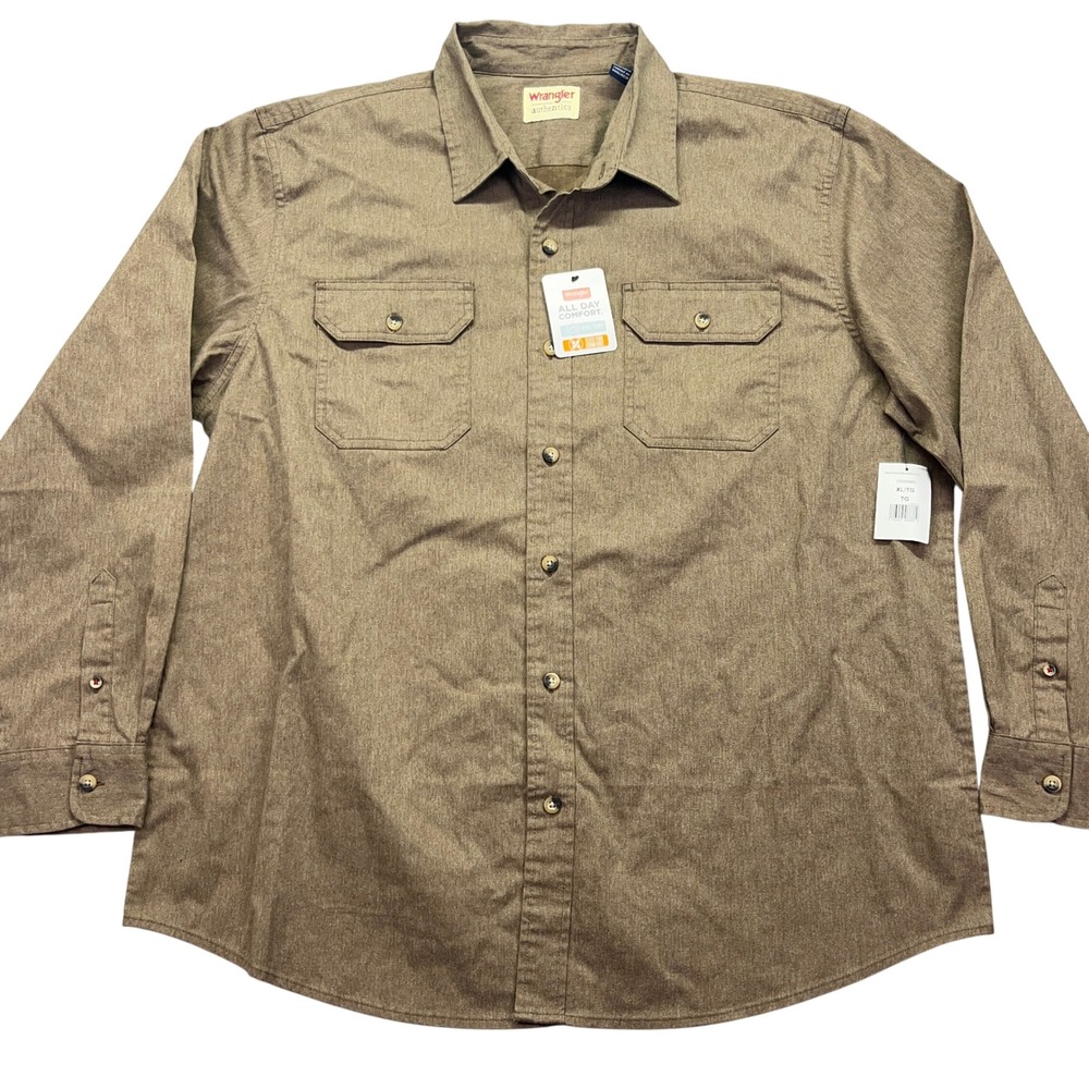 Wrangler Authentics Button Up Shirt Long Sleeve Relaxed Fit XL Boho Grunge Chore